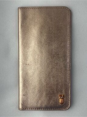 Anthropologie Explorer Rose Gold Travel Document Leather Suede Slim Wallet
